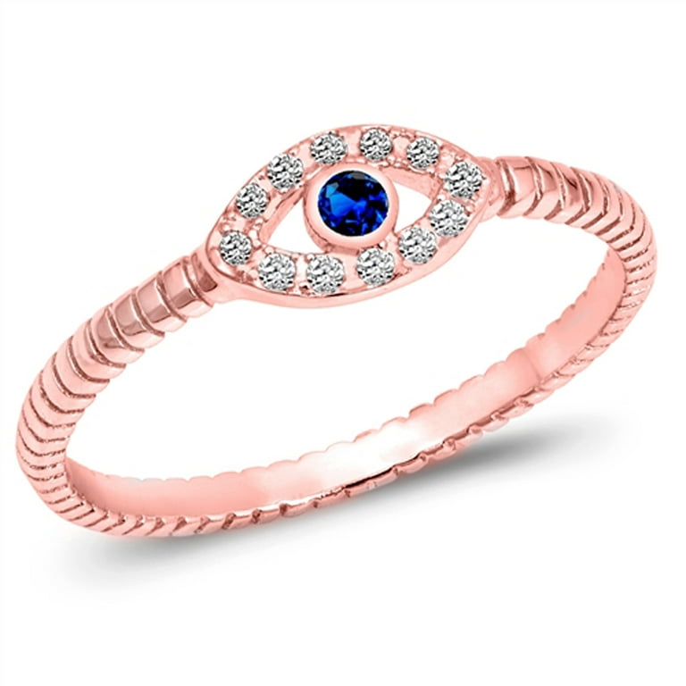 Rose gold evil eye ring hotsell