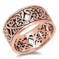 thumbnail image 1 of CHOOSE YOUR COLOR Rose Gold-Tone Celtic Trinity Knot Ring .925 Sterling Silver Band Jewelry Female Size 11, 1 of 4