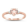 thumbnail image 1 of CHOOSE YOUR COLOR Rose Gold-Tone Champagne CZ Heart Ring .925 Sterling Silver Band Orange Female Size 4, 1 of 4