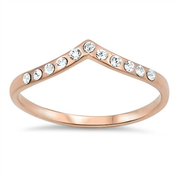 CHOOSE YOUR COLOR Rose Gold-Tone Chevron Arrow Clear CZ Promise Ring Sterling Silver White Female Size 8