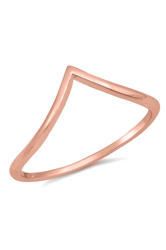 CHOOSE YOUR COLOR Rose Gold-Tone Chevron Arrow Sterling Silver Ring Minimalist Style 925 Female Size 12