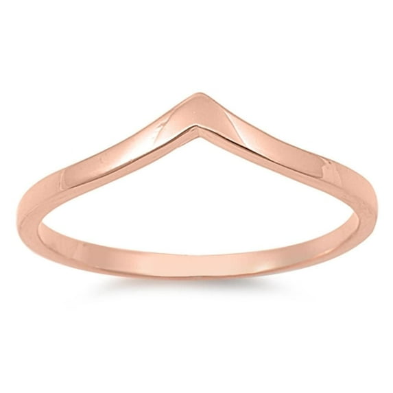 CHOOSE YOUR COLOR Rose Gold-Tone Chevron Wholesale Ring .925 Sterling Silver Band Jewelry Female Size 7
