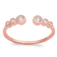 thumbnail image 1 of CHOOSE YOUR COLOR Rose Gold-Tone Clear CZ Journey Ring .925 Sterling Silver Band White Female Size 10, 1 of 4