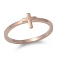 thumbnail image 1 of CHOOSE YOUR COLOR Rose Gold-Tone Cross Christian Ring .925 Sterling Silver Band Jewelry Female Size 5, 1 of 4