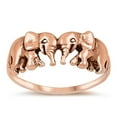 thumbnail image 1 of CHOOSE YOUR COLOR Rose Gold-Tone Elephant Friendship Ring .925 Sterling Silver Band Jewelry Female Size 10, 1 of 4