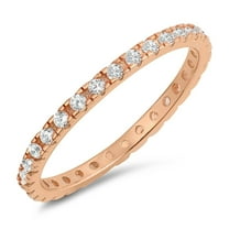 CHOOSE YOUR COLOR Rose Gold-Tone Eternity Wedding Ring .925 Sterling Silver Band Jewelry Female Size 7