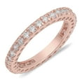 thumbnail image 1 of CHOOSE YOUR COLOR Rose Gold-Tone Eternity White CZ Ring .925 Sterling Silver Band Female Size 8, 1 of 4