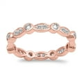 thumbnail image 1 of CHOOSE YOUR COLOR Rose Gold-Tone Eternity White CZ Ring .925 Sterling Silver Band Female Size 8, 1 of 4