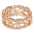thumbnail image 1 of CHOOSE YOUR COLOR Rose Gold-Tone Filigree White CZ Wide Ring .925 Sterling Silver Band Female Size 6, 1 of 4