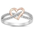 thumbnail image 1 of CHOOSE YOUR COLOR Rose Gold-Tone Heart Promise Ring Sterling Silver Infinity Knot White CZ Female Size 12, 1 of 4