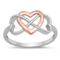 thumbnail image 1 of CHOOSE YOUR COLOR Rose Gold-Tone Infinity Heart Promise Ring .925 Sterling Silver Band Female Size 10, 1 of 4