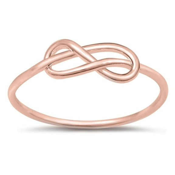CHOOSE YOUR COLOR Rose Gold-Tone Infinity Knot Forever Ring .925 Sterling Silver Band Jewelry Female Size 5