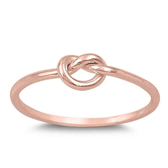 CHOOSE YOUR COLOR Rose Gold-Tone Infinity Knot Promise Ring .925 Sterling Silver Band Jewelry Female Size 3