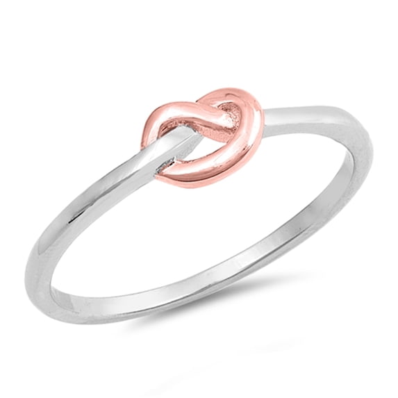 CHOOSE YOUR COLOR Rose Gold-Tone Knot Ring .925 Sterling Silver Infinity Promise Band Jewelry Female Size 8