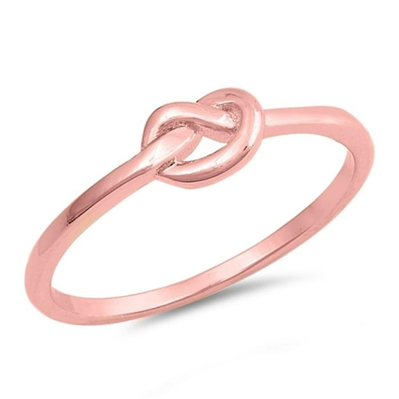 CHOOSE YOUR COLOR Rose Gold-Tone Love Knot Promise Ring .925 Sterling Silver Band Jewelry Female Size 7