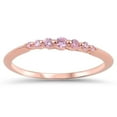 thumbnail image 1 of CHOOSE YOUR COLOR Rose Gold-Tone Promise Pink CZ Ring .925 Sterling Silver Wedding Band Female Size 6, 1 of 4