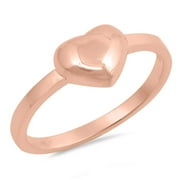 SAC SILVER CHOOSE YOUR COLOR Rose Gold-Tone Puffed Heart Promise Ring 925 Sterling Silver Band Jewelry Female Size 7