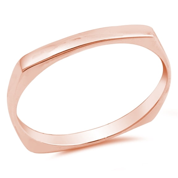 CHOOSE YOUR COLOR Rose Gold-Tone Square Stacking Midi Ring Sterling Silver Thumb Band 925 Female Size 5