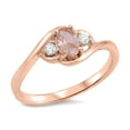 thumbnail image 1 of CHOOSE YOUR COLOR Rose Gold-Tone Traditional Pink CZ Sterling Silver Ring 925 Female Size 8, 1 of 4
