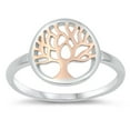 thumbnail image 1 of CHOOSE YOUR COLOR Rose Gold-Tone Tree of Life Cutout Ring .925 Sterling Silver Jewelry Female Size 11, 1 of 4