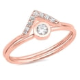 thumbnail image 1 of CHOOSE YOUR COLOR Rose Gold-Tone Triangle Clear CZ Ring Set .925 Sterling Silver Band White Female Size 7, 1 of 4