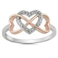 thumbnail image 1 of CHOOSE YOUR COLOR Rose Gold-Tone White CZ Heart Infinity Ring .925 Sterling Silver Female Size 4, 1 of 4