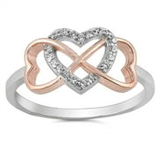 CHOOSE YOUR COLOR Rose Gold-Tone White CZ Heart Infinity Ring .925 Sterling Silver Female Size 5