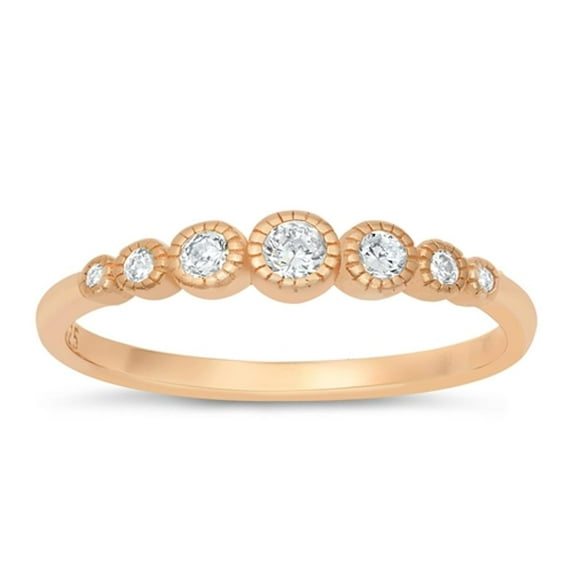 CHOOSE YOUR COLOR Rose Gold-Tone White CZ Ring .925 Sterling Silver Band Jewelry Female Size 5