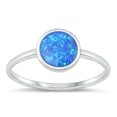 thumbnail image 1 of CHOOSE YOUR COLOR Round Blue Simulated Opal Ring 925 Sterling Silver Band CZ Female Size 4, 1 of 4