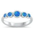 thumbnail image 1 of CHOOSE YOUR COLOR Round Blue Simulated Opal Ring .925 Sterling Silver Band CZ Female Size 5, 1 of 4