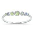 thumbnail image 1 of CHOOSE YOUR COLOR Round Circle Pink Simulated Opal Journey Ring .925 Sterling Silver Band CZ Female Size 12, 1 of 4