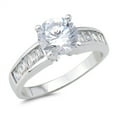 thumbnail image 1 of CHOOSE YOUR COLOR Round Clear CZ Solitaire Wedding Ring .925 Sterling Silver Band White Female Size 5, 1 of 4