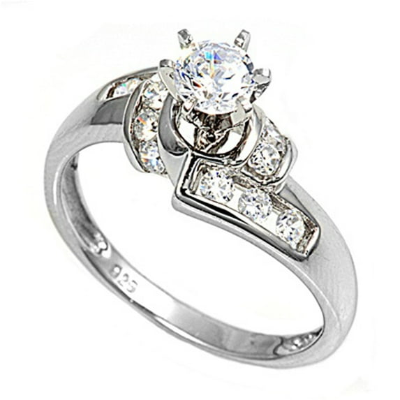CHOOSE YOUR COLOR Round Clear CZ Wedding Engagement Ring .925 Sterling Silver Band White Female Size 8