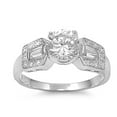 thumbnail image 1 of CHOOSE YOUR COLOR Round Clear CZ Wedding Ring .925 Sterling Silver Band White Female Size 7, 1 of 4