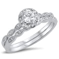 thumbnail image 1 of CHOOSE YOUR COLOR Round Clear CZ Women's Wedding Ring Set .925 Sterling Silver Band White Female Size 10, 1 of 4