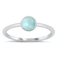 thumbnail image 1 of CHOOSE YOUR COLOR Round Larimar Ring .925 Sterling Silver Band Blue CZ Jewelry Female Size 10, 1 of 4