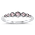 thumbnail image 1 of CHOOSE YOUR COLOR Round Pink CZ Bali Ring .925 Sterling Silver Band Jewelry Female Size 6, 1 of 4