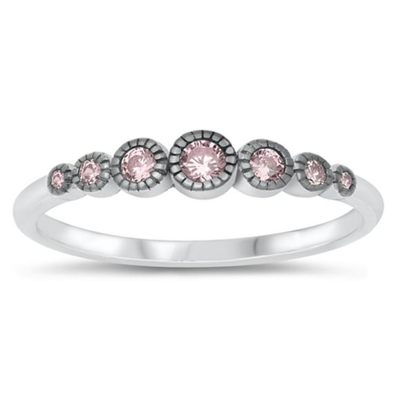 CHOOSE YOUR COLOR Round Pink CZ Bali Ring .925 Sterling Silver Band Jewelry Female Size 6
