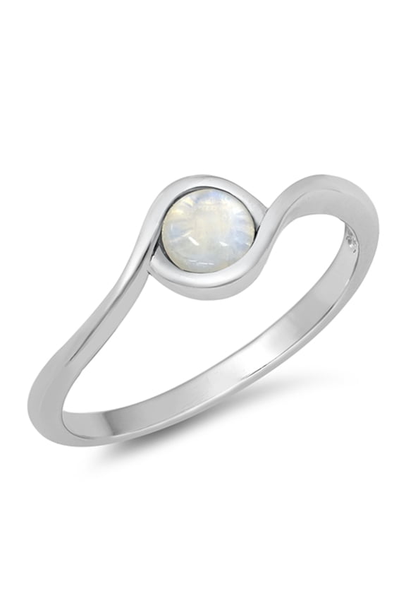 CHOOSE YOUR COLOR Round Promise Moonstone Ring .925 Sterling Silver Band White CZ Female Size 9