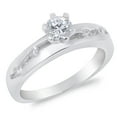 thumbnail image 1 of CHOOSE YOUR COLOR Round Solitaire White CZ Wedding Ring .925 Sterling Silver Band Female Size 7, 1 of 4