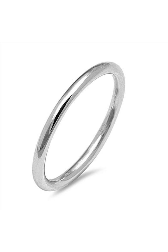 CHOOSE YOUR COLOR Round Wedding Ring .925 Sterling Silver Thin 2mm Thumb Band Jewelry Female Size 3.5
