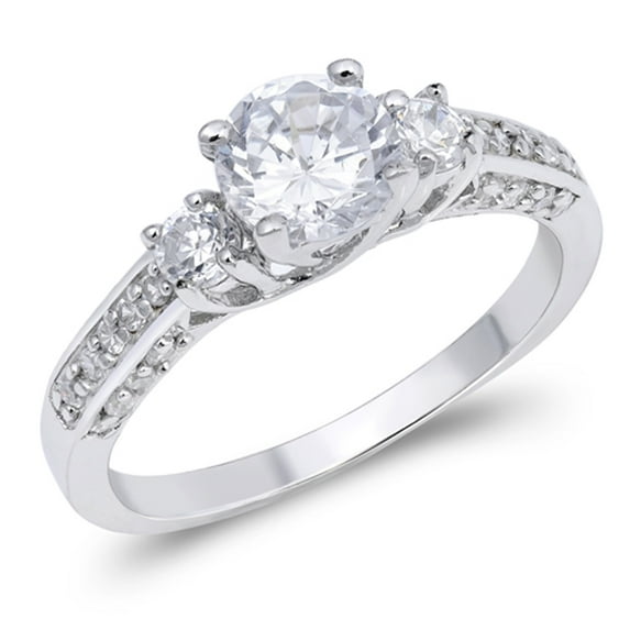 CHOOSE YOUR COLOR Round White CZ Solitaire Bridal Engagement Ring Sterling Silver Band Female Size 7