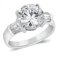 thumbnail image 1 of CHOOSE YOUR COLOR Round White CZ Solitaire Bridal Wedding Ring 925 Sterling Silver Band Female Size 9, 1 of 4