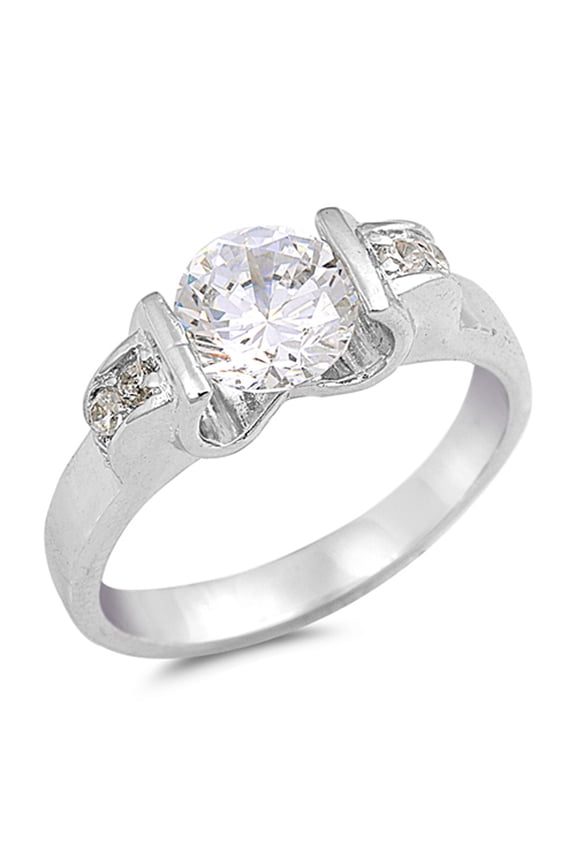CHOOSE YOUR COLOR Round White CZ Tension Ring .925 Sterling Silver Band Jewelry Female Size 5