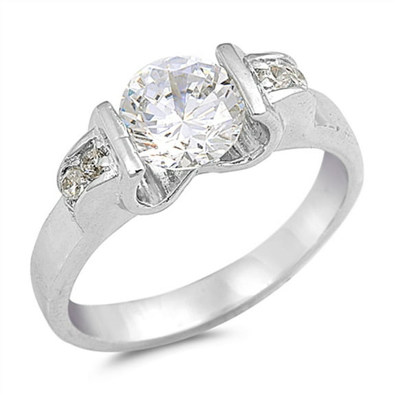 CHOOSE YOUR COLOR Round White CZ Tension Ring .925 Sterling Silver Band Jewelry Female Size 8