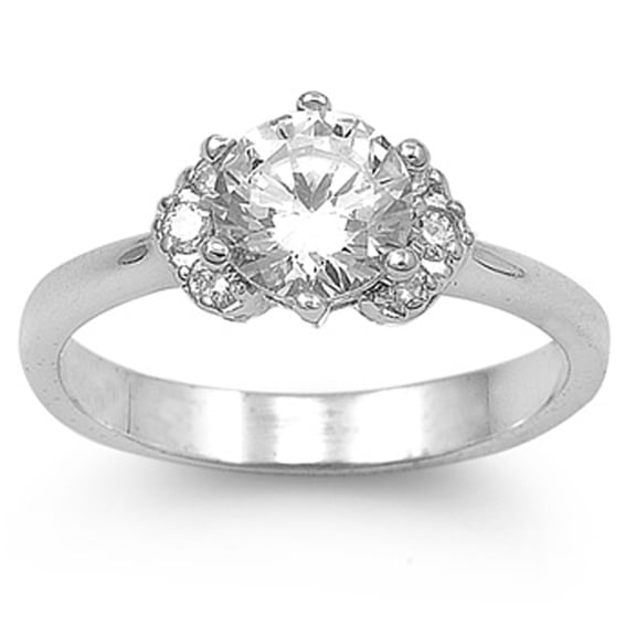 CHOOSE YOUR COLOR Round White CZ Women's Engagement Ring .925 Sterling Silver Band Female Size 8