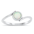 thumbnail image 1 of CHOOSE YOUR COLOR Round White Simulated Opal Promise Ring .925 Sterling Silver Chic Band CZ Female Size 5, 1 of 4