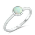 thumbnail image 1 of CHOOSE YOUR COLOR Round White Simulated Opal Ring .925 Sterling Silver Band CZ Female Size 8, 1 of 4
