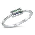 thumbnail image 1 of CHOOSE YOUR COLOR Sideways Bar Ring Multi-color CZ .925 Sterling Silver Band Black Female Size 7, 1 of 4
