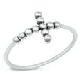 thumbnail image 1 of CHOOSE YOUR COLOR Sideways Cross Bubble Ring .925 Sterling Silver Band Jewelry Female Male Size 9, 1 of 4